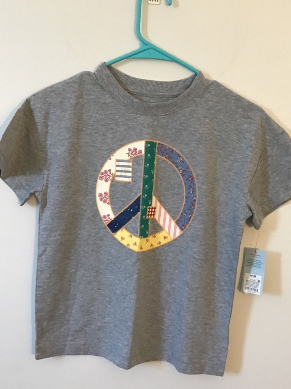 Girls Short Sleeve Oversized Peace Symbol Graphic T-Shirt Medium (8)